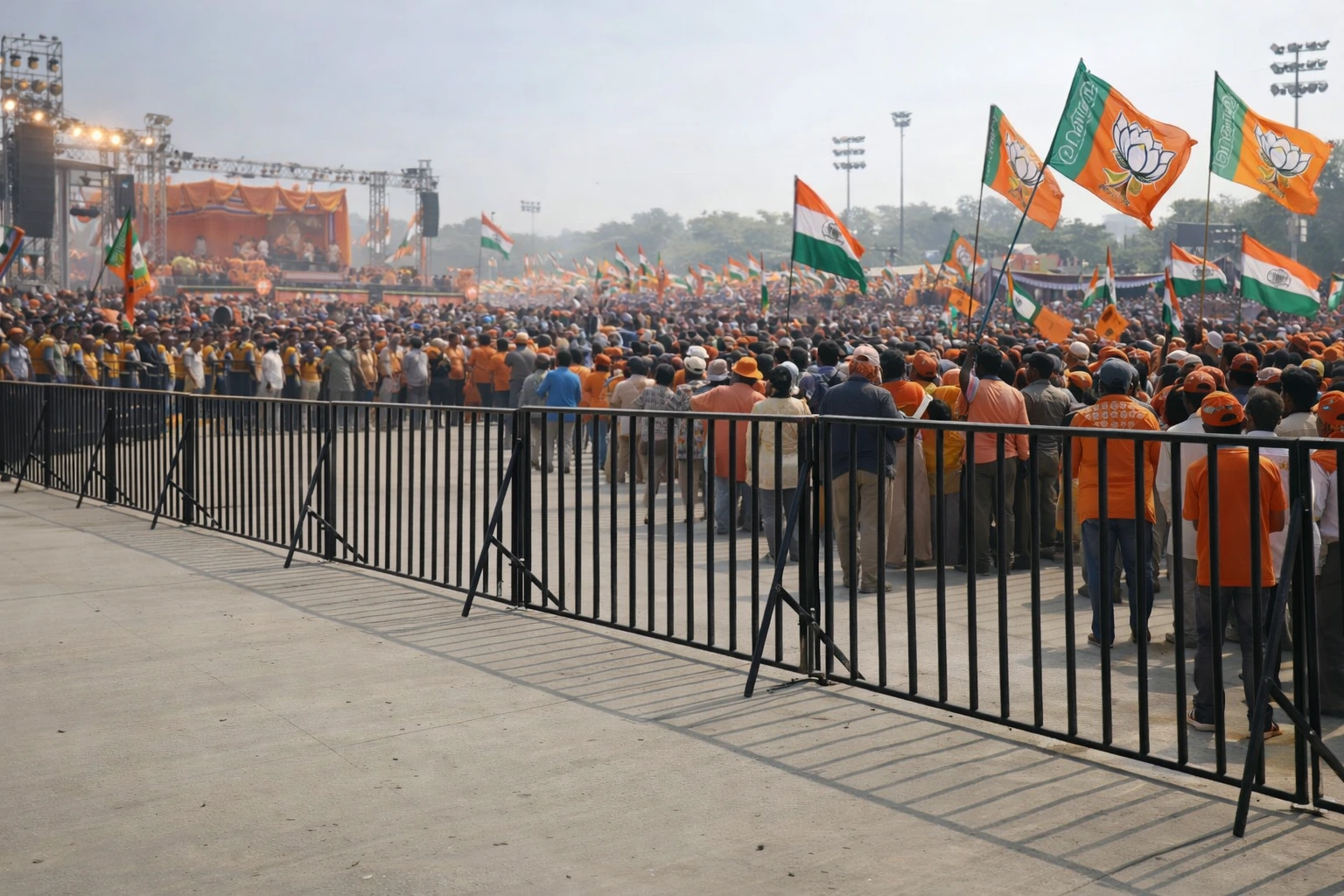 Mozo barricading rental setup for crowd control and route management